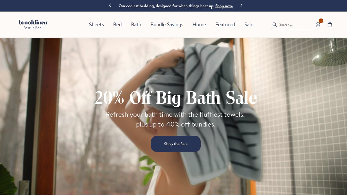 Brooklinen 官网首页截图