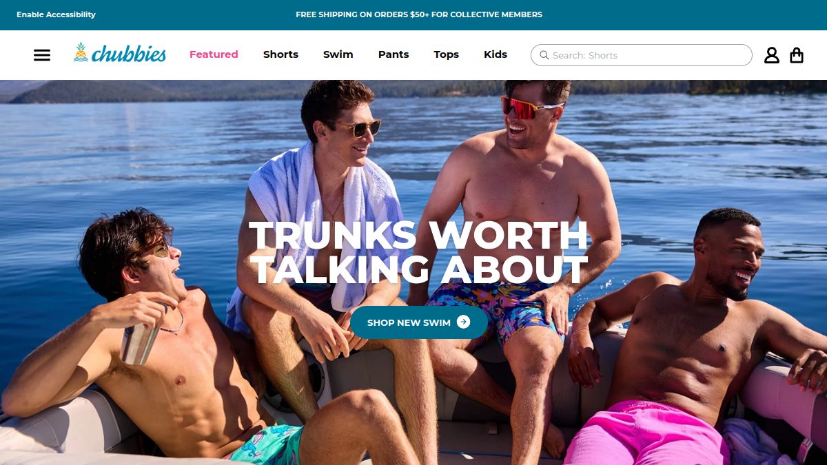 Chubbies 官网首页截图