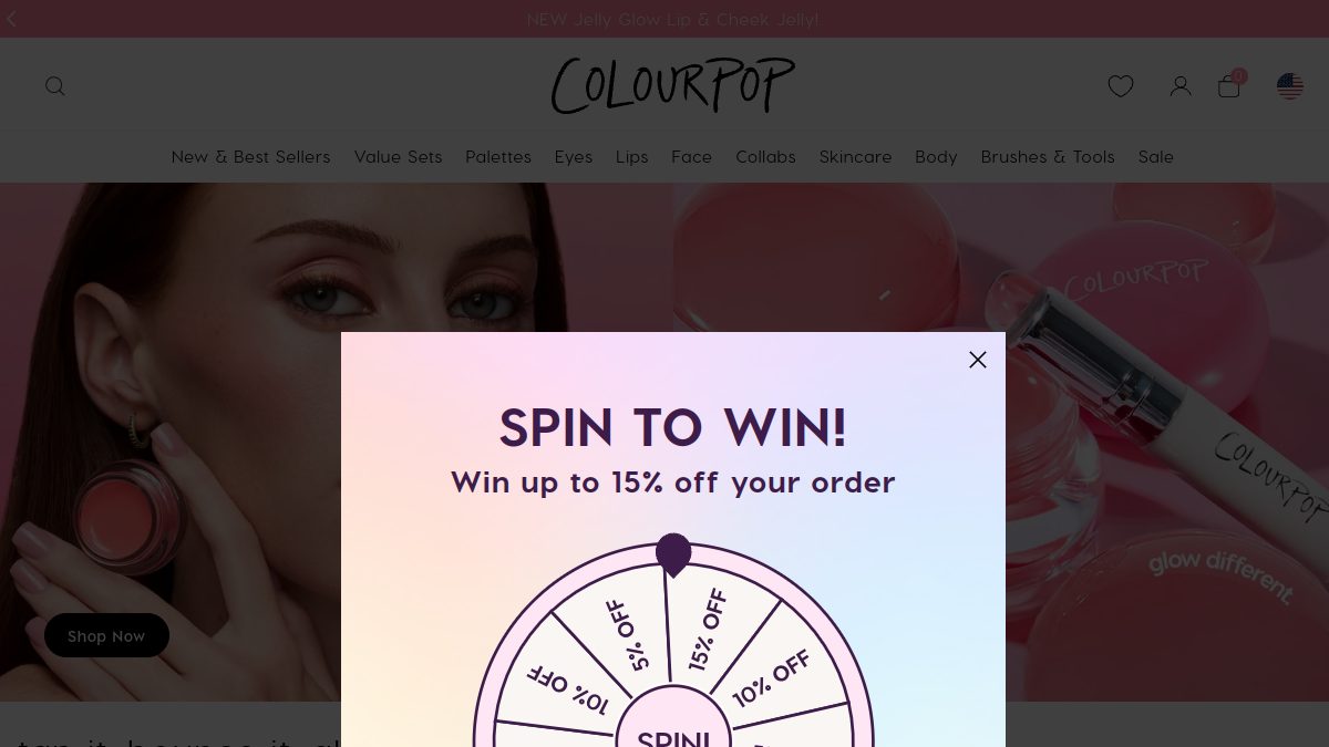 ColourPop Cosmetics 官网首页截图