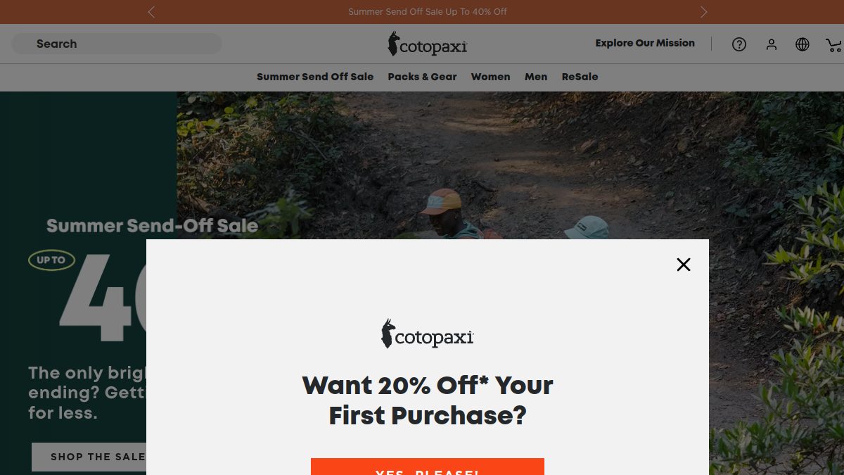 Cotopaxi 官网首页截图