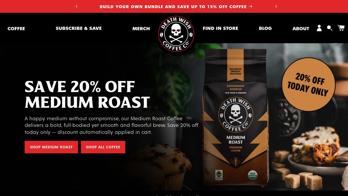 Death Wish Coffee 官网首页截图