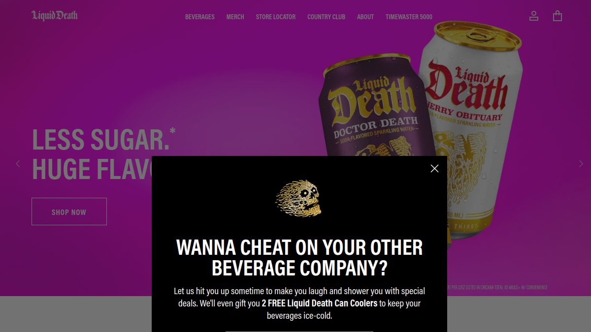 Liquid Death 官网首页截图