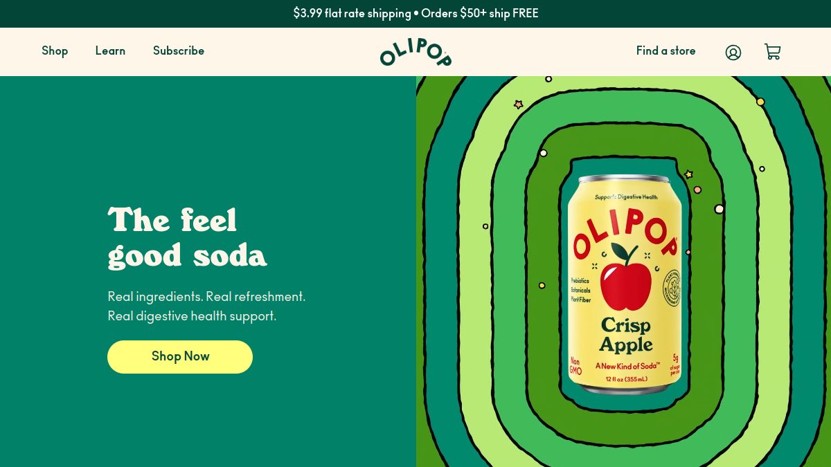 Olipop 官网首页截图